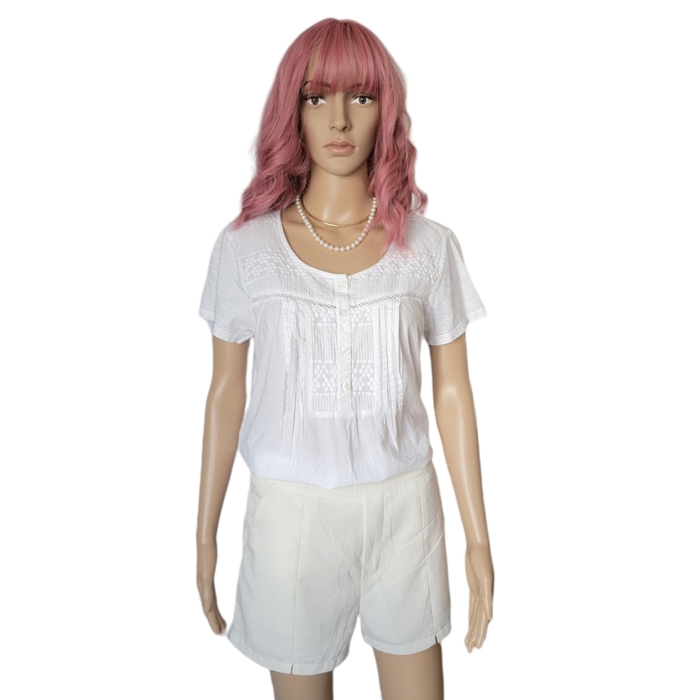 BRECKENRIDGE WOMEN'S BLOUSE WHITE SIZE MEDIUM